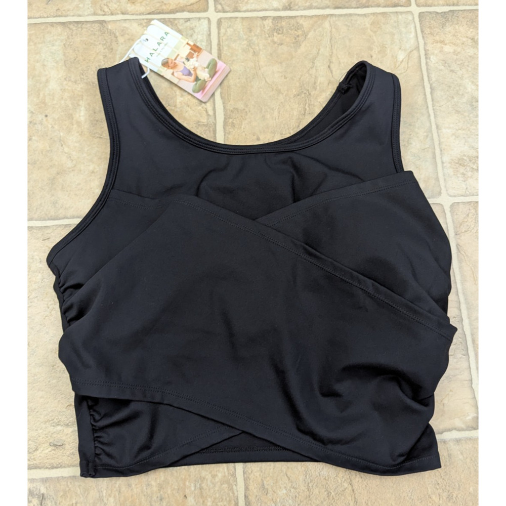 New Halara sz M Play It My Way Cropped Yoga Tank Top black padded 0862
